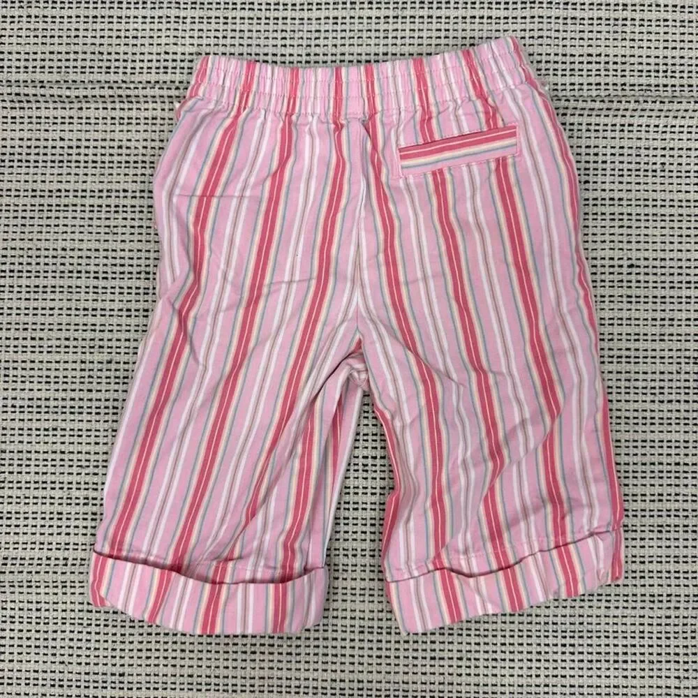 Y2K Baby Girls OshKosh Pin Stripe Floral Embroidered Pants
